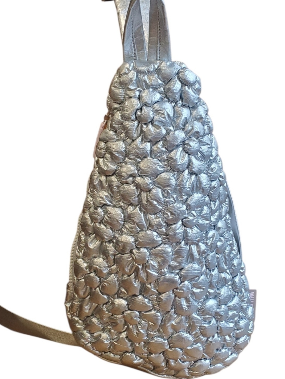 RARE Wildfox Cloud Quilted Metallic Silver Crossbody Sling Bag NEW - Picture 2 of 12